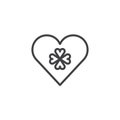 Heart with clover outline icon