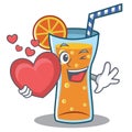 With heart cocktail character cartoon style