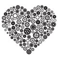 Heart of cogwheels gears. Mechanical silhouette of human heart Royalty Free Stock Photo