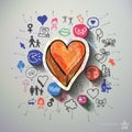 Heart Collage With Icons Background