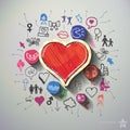Heart Collage With Icons Background