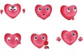 Heart collection. Emoticons. Love symbol. Cartoon design element for Valentines Day