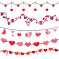 Heart Collection. Set of heats for Valentine`s Day greeting card design element. Heart and line decorative border frame vector