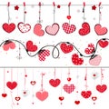 Heart Collections. Set hearts for Valentine\'s Day greeting card design element. Heart and line decorative border frame