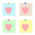 Heart on color paper stickers for notes