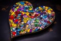 heart from colored puzzles symbol child autism disease generative ai