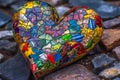 heart from colored puzzles symbol child autism disease generative ai