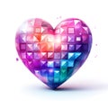 Heart with colorful mosaic neon on white background Royalty Free Stock Photo