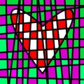 Heart colorful tiled patchwork. Colored plot