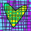 Heart colorful tiled patchwork. Colored plot weaving.