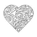 Heart. Coloring book page. Love composition in doodle style. Hand drawn Vector illustration Royalty Free Stock Photo