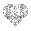 Heart. Coloring book page. Love composition in doodle style. Hand drawn Vector illustration Royalty Free Stock Photo