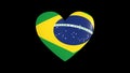 Heart in the colors of Brazil flag, on a black background, 3d rendering.