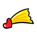 Heart comet in comic stile. Vector illustration