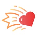 Heart comet flat icon. Falling star heart color icons in trendy flat style. Asteroid heart gradient style design