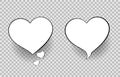 Heart comic speech bubble. Chat cloud for text on transparent background. Vintage empty heart speech bubble with dots. Cartoon