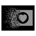 White Decomposed Pixelated Halftone Heart Condom Pack Icon