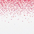 Heart confetti. Valentines, Womens, Mothers day background with falling red and pink paper hearts, petals. Greeting