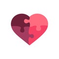 Heart consist of puzzles, the pieces are joined together