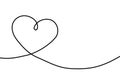 Heart continuous line drawing. Single hand drawn contour heart for love design. Single lineart sketch heart. Symbol love. Simplici