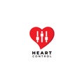 Heart Control logo design template Isolated on white background. Heart, love icon with equalizer logo concept