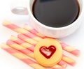 Heart Cookie Coffee Means Bickies Cracker And Valentines