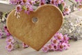 Heart cookie and flowers