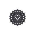 Heart cookie icon vector