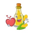 With heart corn oil isolated in the mascot Royalty Free Stock Photo