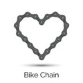 Heart created from a bicycle chain. Bike chain heart shape. Royalty Free Stock Photo