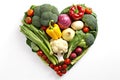 Heart A Creative Arrangement of Vegetables Forming a Symbol of Health and Vegetarianism. created with Generative AI