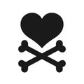 Heart cross bone logo icon pirate vector illustration