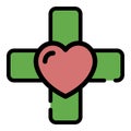 Heart cross icon color outline vector Royalty Free Stock Photo