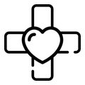 Heart cross icon, outline style Royalty Free Stock Photo