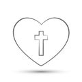 Heart with cross love church line art logo icon symbol on white background