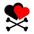 Heart with crossbones icon. Element for design for holiday Valentine\'s Day. Vector illustration isolated Royalty Free Stock Photo