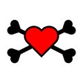 Heart with crossbones icon. Element for design for holiday Valentine\'s Day. Vector illustration isolated Royalty Free Stock Photo