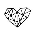 Heart crystal icon, sticker. sketch hand drawn doodle style. minimalism, monochrome. love, valentines day wedding