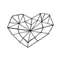 Heart crystal icon, sticker. sketch hand drawn doodle style. minimalism, monochrome. love, valentines day wedding