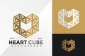 Heart Cube Logo Design Vector illustration template