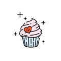 Heart cupcake line icon