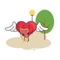 Heart cupid angel with wings and harp Royalty Free Stock Photo