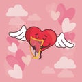 Heart cupid angel with wings and harp Royalty Free Stock Photo