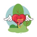 Heart cupid angel with wings and harp Royalty Free Stock Photo
