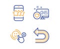 Heart, Customer satisfaction and Star icons set. Undo sign. Social media, Happy smile, Phone feedback. Vector