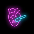 Heart cut icon neon vector Royalty Free Stock Photo