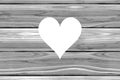 Heart cut out of grey wooden planks rustic rural homely background image Royalty Free Stock Photo