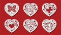 Heart cut on red background for laser cutting. Rose flower  butterfly in heart shape. Air kiss in flower vector illustration Royalty Free Stock Photo