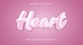 Heart cute pink editable text effect Template Royalty Free Stock Photo