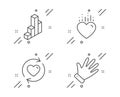 Heart, 3d chart and Update relationships icons set. Hand sign. Love, Presentation column, Refresh love. Vector